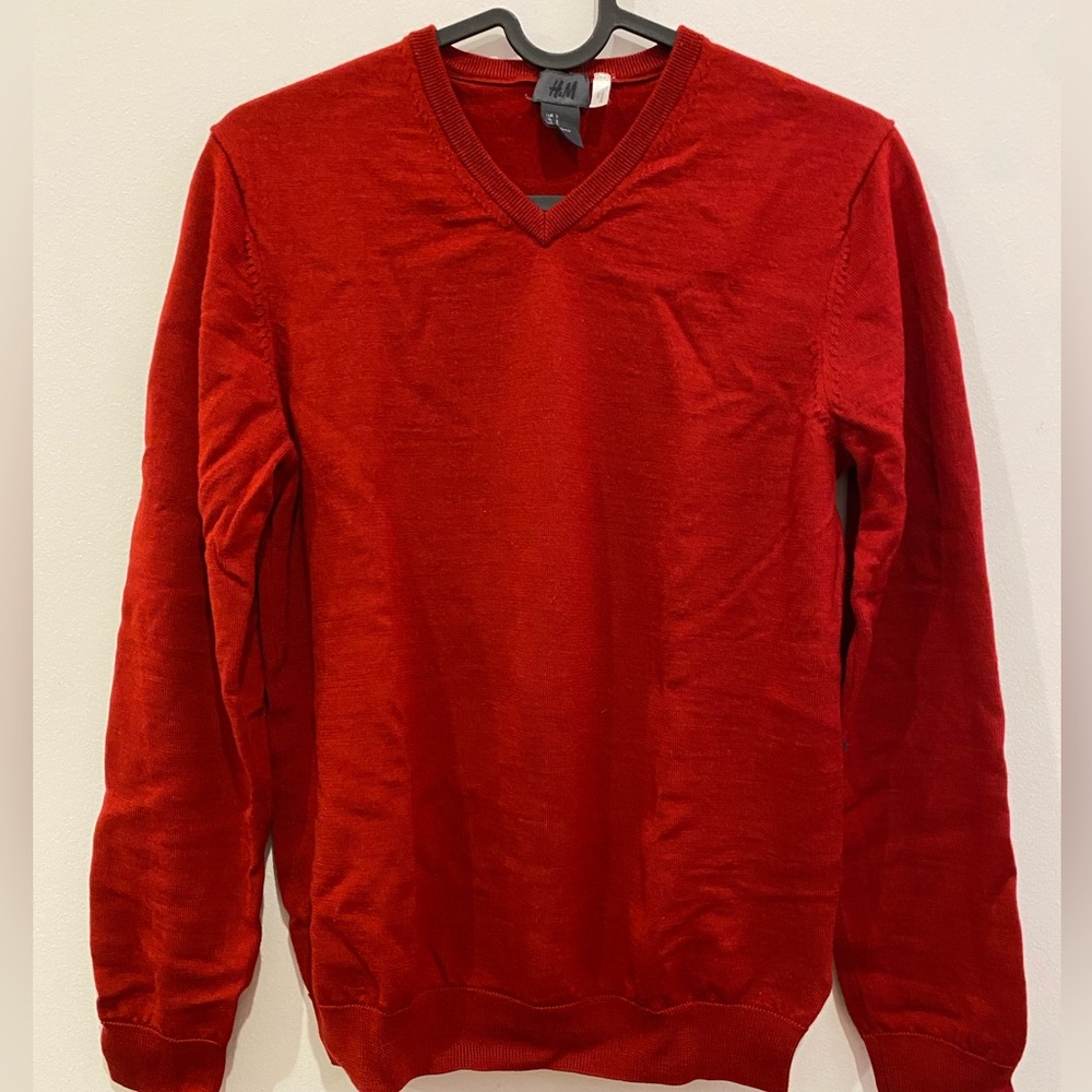 Red H&M V-Neck Sweater